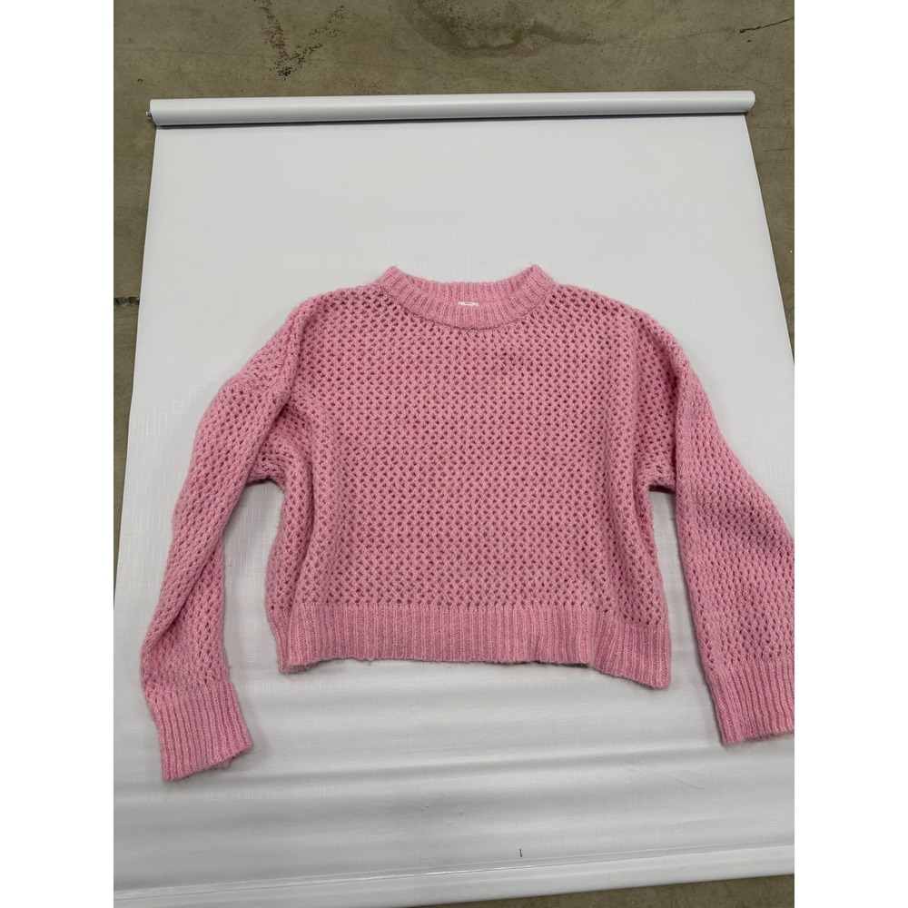 Wild Fable Pink Open Knit Sweater Womens Crew Neck Long Sleeve Pullover size M - Picture 1 of 8